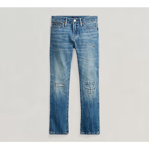Youth Polo Ralph Lauren The Sullivan Slim Distressed Jeans Sz18 - Picture 1 of 13
